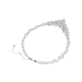 Constella necklace, Mixed cuts, Clasp, White, Rhodium plated
