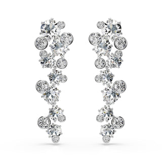 Constella drop earrings, Mixed cuts, White, Rhodium plated