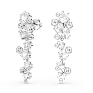 Constella drop earrings, Mixed cuts, White, Rhodium plated
