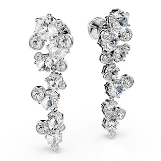 Constella drop earrings, Mixed cuts, White, Rhodium plated