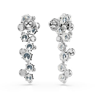 Constella drop earrings, Mixed cuts, White, Rhodium plated