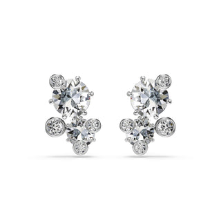 Constella stud earrings Round cut, White, Rhodium plated