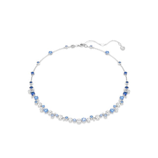Constella necklace, Mixed cuts, Blue, Rhodium plated