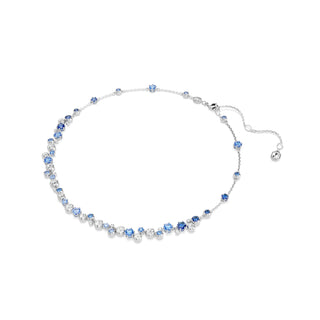 Constella necklace, Mixed cuts, Blue, Rhodium plated
