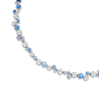Constella necklace, Mixed cuts, Blue, Rhodium plated