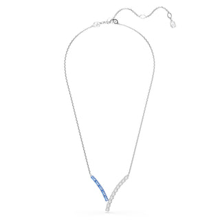 Matrix pendant, Mixed cuts, Blue, Rhodium plated