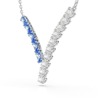 Matrix pendant, Mixed cuts, Blue, Rhodium plated