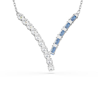 Matrix pendant, Mixed cuts, Blue, Rhodium plated