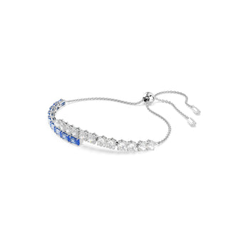 Matrix bracelet, Mixed cuts, Blue, Rhodium plated