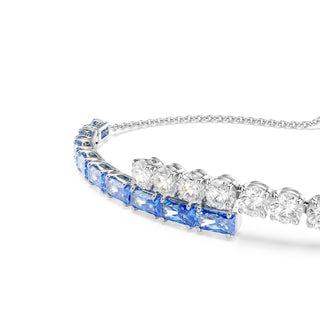 Matrix bracelet, Mixed cuts, Blue, Rhodium plated