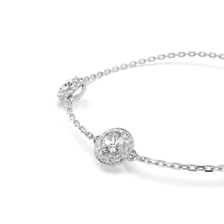 Una Angelic bracelet Round cut, Double sided motifs, White, Rhodium plated