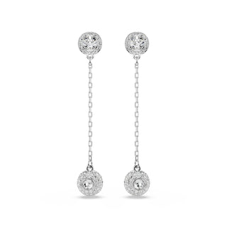Una Angelic drop earrings Round cut, White, Rhodium plated