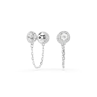 Una Angelic drop earrings Round cut, White, Rhodium plated