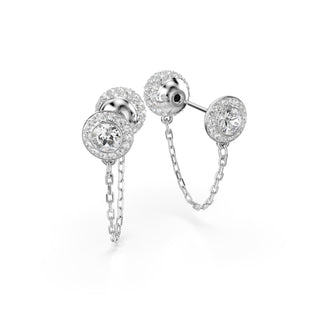 Una Angelic drop earrings Round cut, White, Rhodium plated