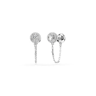 Una Angelic drop earrings Round cut, White, Rhodium plated