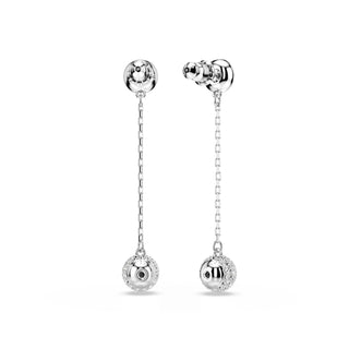 Una Angelic drop earrings Round cut, White, Rhodium plated