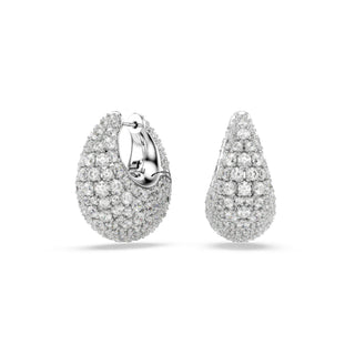 Sublima earrings Large, White, Rhodium plated