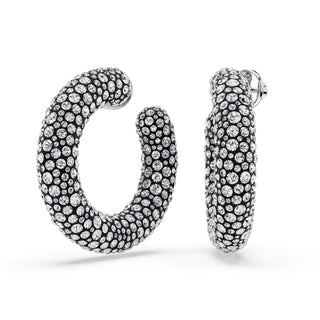 Sublima hoop earrings Mixed round cuts, White, Rhodium plated