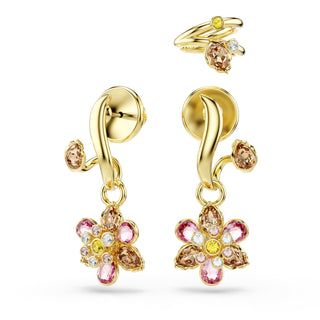 Idyllia earrings Set (3), Mixed cuts, Flower, Multicolored, Gold-tone plated