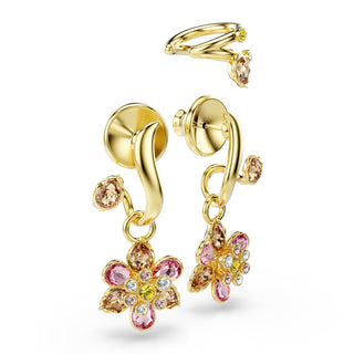 Idyllia earrings Set (3), Mixed cuts, Flower, Multicolored, Gold-tone plated