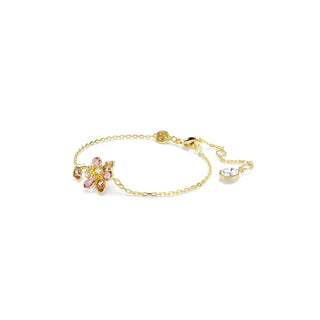 Idyllia bracelet Mixed cuts, Flower, Multicolored, Gold-tone plated