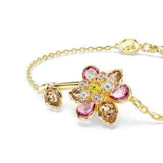 Idyllia bracelet Mixed cuts, Flower, Multicolored, Gold-tone plated