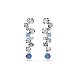 Constella drop earrings, Mixed cuts, Blue, Rhodium plated