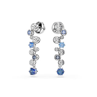 Constella drop earrings, Mixed cuts, Blue, Rhodium plated