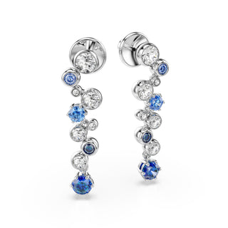 Constella drop earrings, Mixed cuts, Blue, Rhodium plated