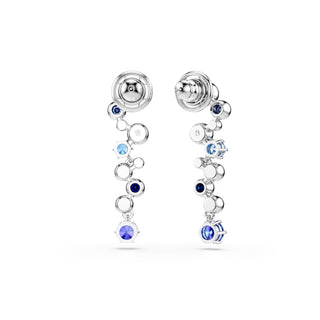 Constella drop earrings, Mixed cuts, Blue, Rhodium plated