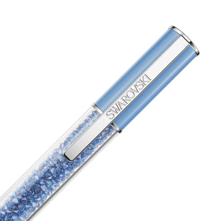Crystalline ballpoint pen, ReCreated™ crystals, Blue, Blue lacquered, Chrome plated