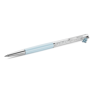 Crystalline ballpoint pen, Teddy, Blue, Blue lacquered, Chrome plated