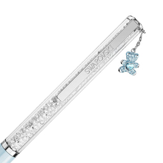 Crystalline ballpoint pen, Teddy, Blue, Blue lacquered, Chrome plated
