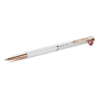 Crystalline ballpoint pen, Ladybug, White, Red lacquered, Rose gold-tone plated