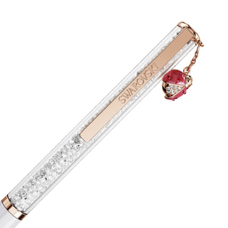Crystalline ballpoint pen, Ladybug, White, Red lacquered, Rose gold-tone plated