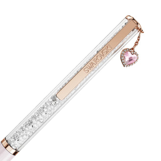 Crystalline ballpoint pen, Heart, Pink, Pink lacquered, Rose gold-tone plated
