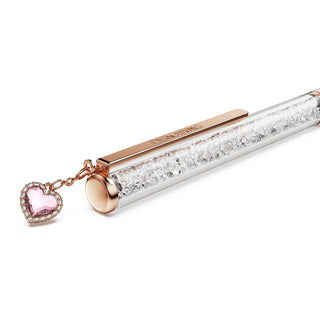 Crystalline ballpoint pen, Heart, Pink, Pink lacquered, Rose gold-tone plated