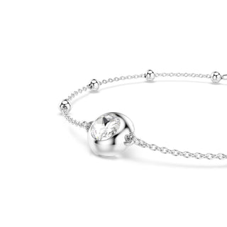 Una Angelic bracelet Round cut, White, Rhodium plated