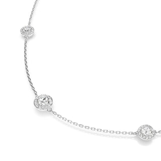 Una Angelic strandage Round cut, White, Rhodium plated