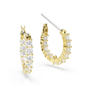 Matrix Vittore hoop earrings, Round cut, White, Gold-tone plated