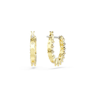 Matrix Vittore hoop earrings, Round cut, White, Gold-tone plated