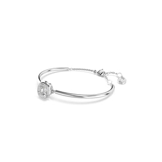 Dextera bangle, Round cut, White, Rhodium plated