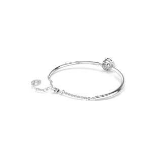 Dextera bangle, Round cut, White, Rhodium plated