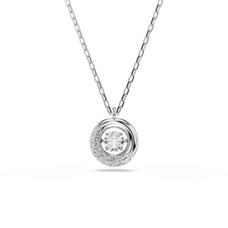 Dextera pendant, Round cut, White, Rhodium plated