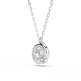 Dextera pendant, Round cut, White, Rhodium plated