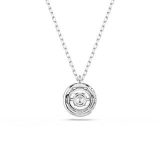 Dextera pendant, Round cut, White, Rhodium plated