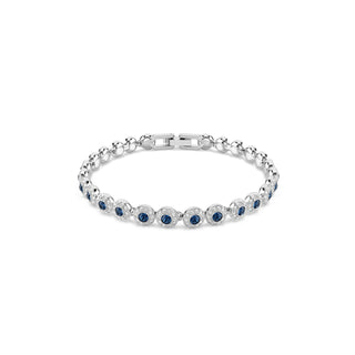 Una Angelic Tennis bracelet, Round cut, Blue, Rhodium plated