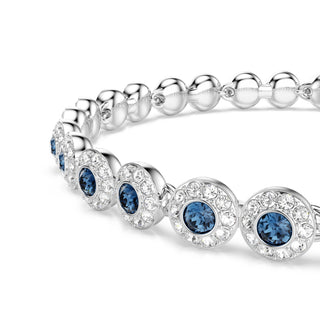 Una Angelic Tennis bracelet, Round cut, Blue, Rhodium plated