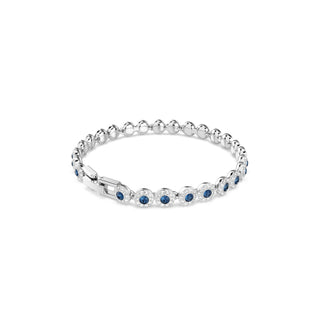 Una Angelic Tennis bracelet, Round cut, Blue, Rhodium plated