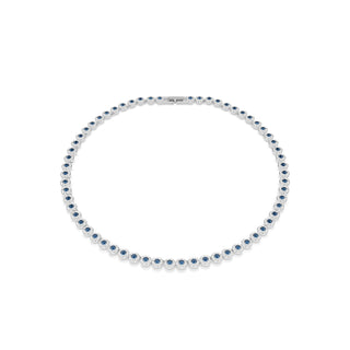 Una Angelic Tennis necklace, Round cut, Blue, Rhodium plated